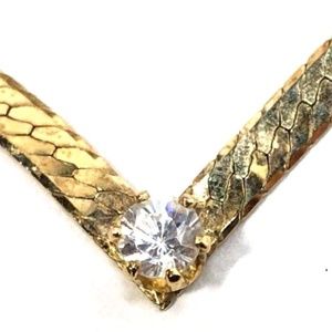 Gold Over Sterling Cubic Zirconia Chevron Herringbone Necklace